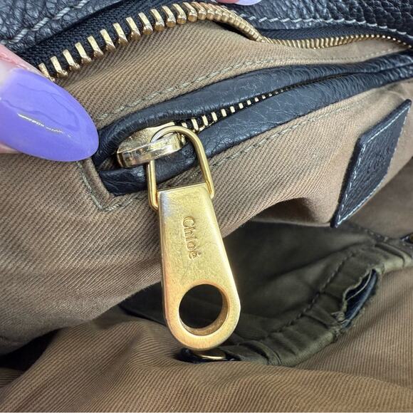 CHLOE Marcie Bag in Black Grained Leather Large Shoulder Handles Crossbody Strap - Picture 10 of 15